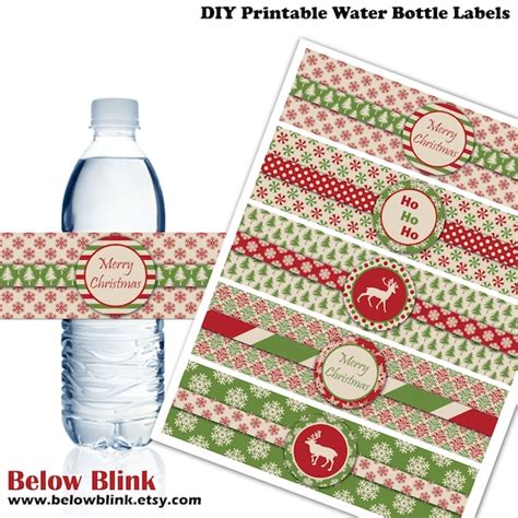 Printable Christmas Water Bottle Labels, Merry Christmas Water Bottle Labels, Christmas Party ...