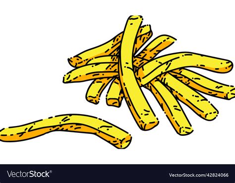 French Fries Sketch Hand Drawn Royalty Free Vector Image