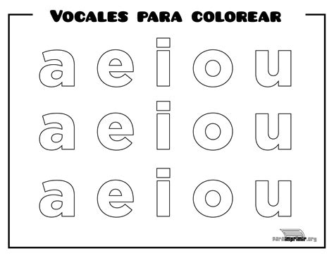 Vocales Para Colorear Y Para Imprimir