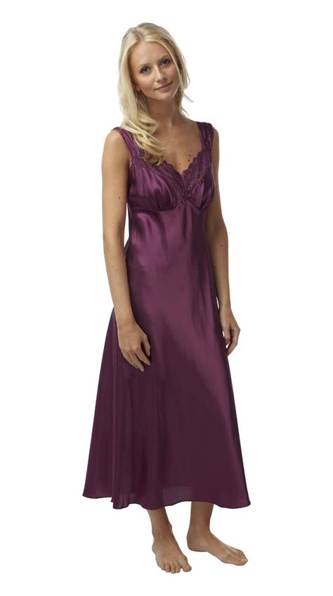 Chemise De Nuit Nuisette Longue En Satin Dentelle Ch Le Grandes Tailles