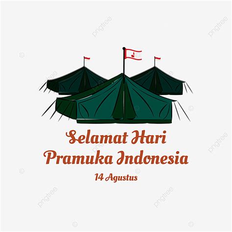 Gambar Teks Ucapan Selamat Hari Pramuka Indonesia Dengan Desain Tenda