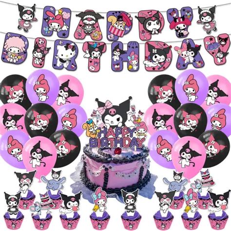 MY MELODY KUROMI Cartoon Girls Birthday Party Balloons Banner Cake