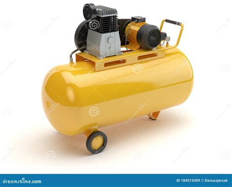 Yellow Air Compressor Isolated On White 3d Illustration Stock