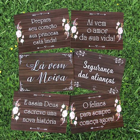 Kit 6 Placas Casamento Cortejo Entrada Dos Noivos Personalizadas