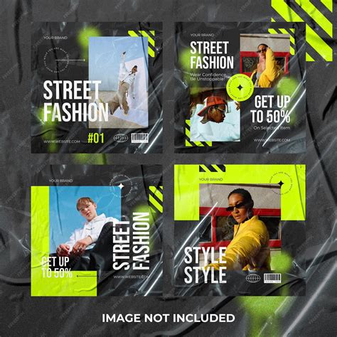 Premium Psd Streetwear Fashion Instagram Post Set Psd