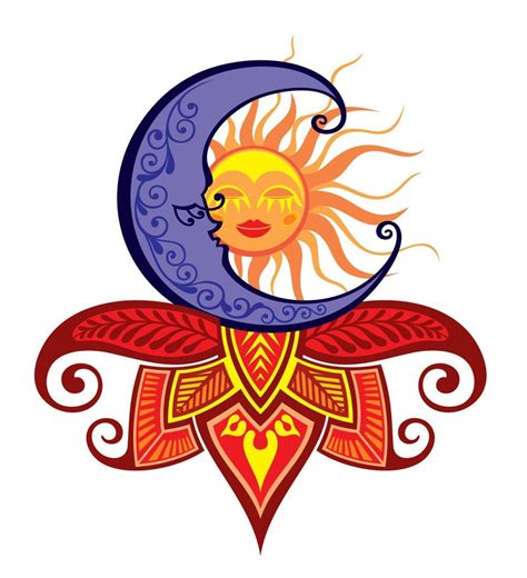 Sun and moon.Vector symbol astrology, magical celestial alchemy ...