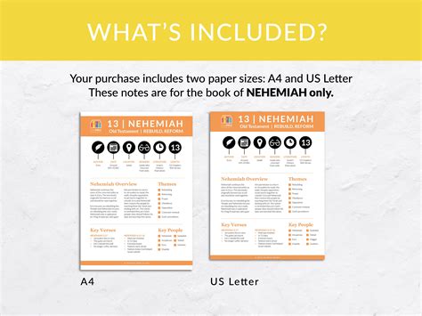 Nehemiah Printable Bible Summaries Cheat Sheet, Old Testament Books of
