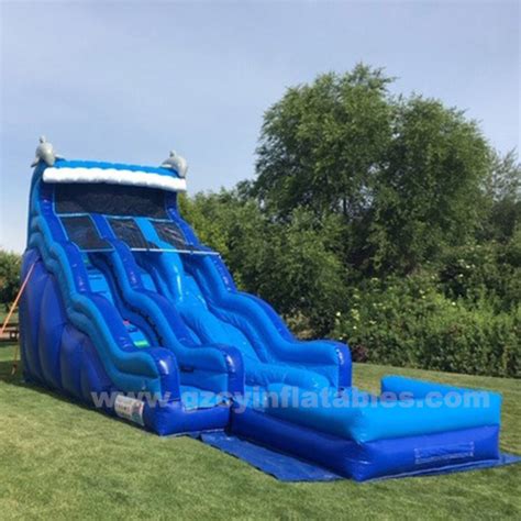 Giant Commercial Dark Blue Waterslide Inflatable Water Slide Pool