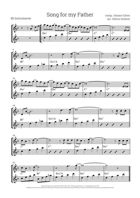 Song For My Father By Horace Silver Easy Piano Digital Sheet Music