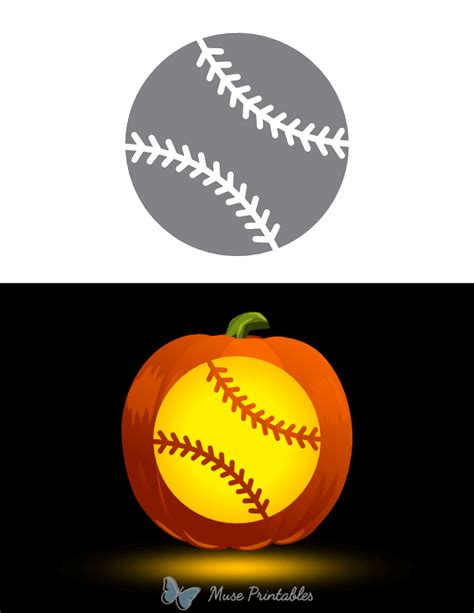 Printable Baseball With Stitching Pumpkin Stencil