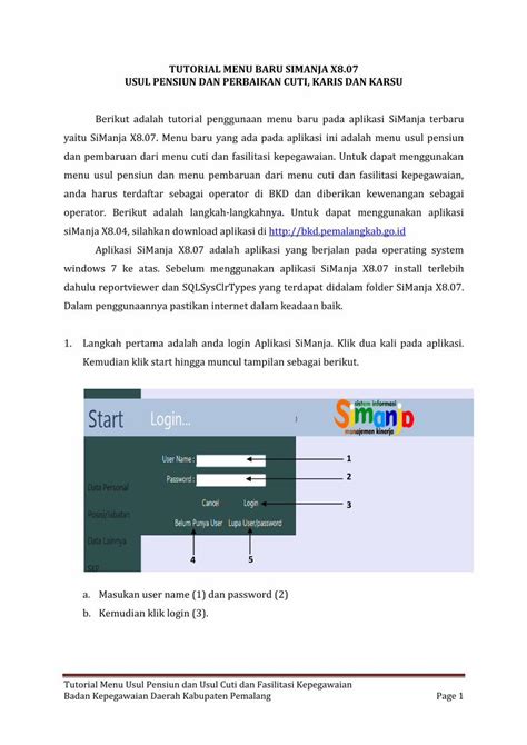 PDF TUTORIAL MENU BARU SIMANJA X8 07 USUL Bkd Pemalangkab Go Id Wp