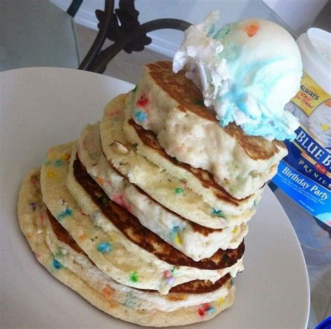 Birthday cake pancakes with birthday party ice cream | Pretty food ...