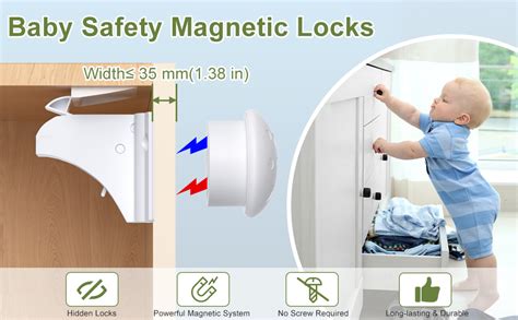 Child Safety Magnetic Cabinet Locks 4 Pack Aosite Baby