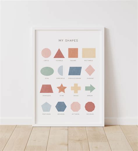 Rainbow Shapes Print Printable Wall Art Montessori Nursery Etsy Artofit