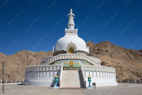 Tall Shanti Stupa near Leh, Ladakh, Jammu and Kashmir, India Stock ...