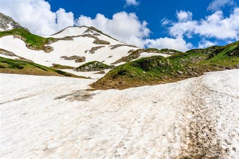 Premium Photo | Mountain hiking trail beautiful landscape with ...