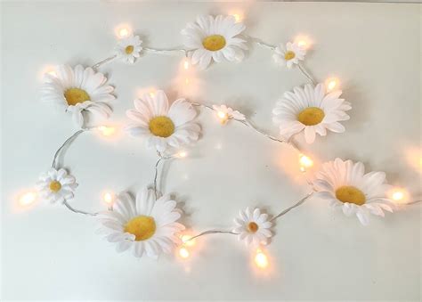 daisy fairy lights daisy room decor rustic string lights bedroom