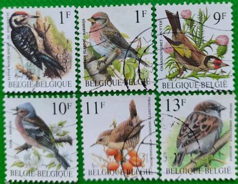 Timbre de la poste belge timbre d oiseau utilisé avec la marque