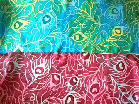 Peacock Feathers Batik Silk Scarves