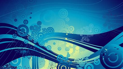 Digital Art Cgi Abstract Blue Circle Waves Wavy Lines Blue Background