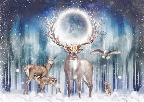 Yule Art Sacred Stag Deer Art Celtic Lore Sabbat Ritual Card - Etsy