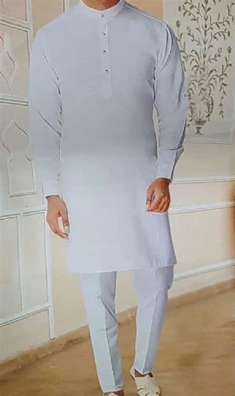 Solid Men White Poly Cotton Kurta Pajama At Rs 550 Set In Sas Nagar