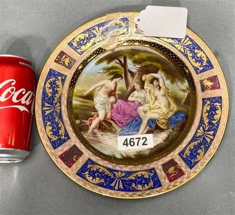Antique Painted Nude Scene Porcelain Plate W Beehive Mark Dixon S
