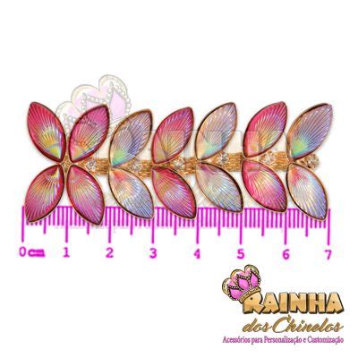 Cabedal Lateral Folhas Lilás e Rosa 1ª Linha Par Rainha dos Chinelos