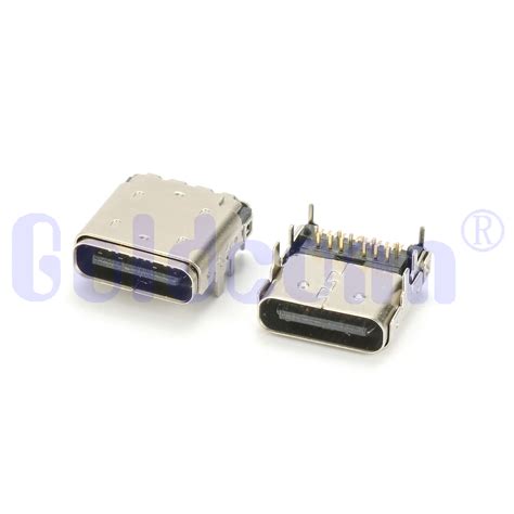 Type C Female 24pin Dipsmt With Metal Upper Cover Solder Top Mount