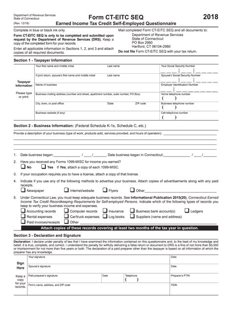 Ct Drs Ct Eitc Seq 2018 Fill Out Tax Template Online Us Legal Forms