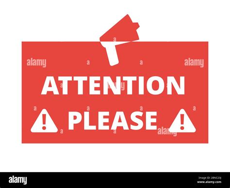 Attention Please Red Badge Or Banner With Megaphone Vector Illustration