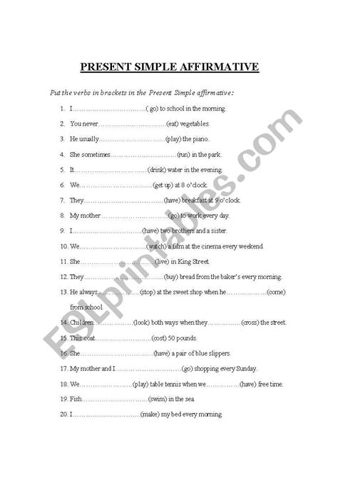 Present Simple Esl Worksheet By Georgy2804