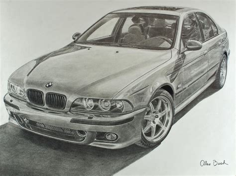 BMW E39 M5 pencil drawing : BMW