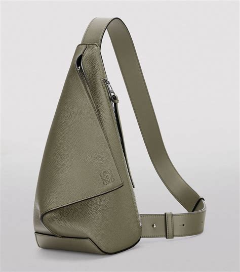 Mens Loewe Green Leather Anton Sling Cross Body Bag Harrods Uk