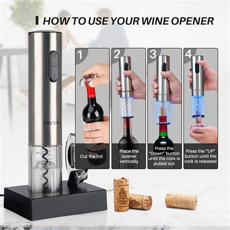 Secura Electric Wine Opener Automatic Electric Wine Bottle Corkscrew Opener With Foil Cutter