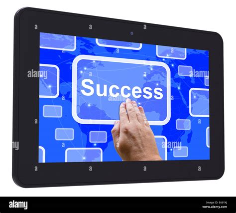 Success Tablet Showing Winning Succeed Triumph And Victories Stock