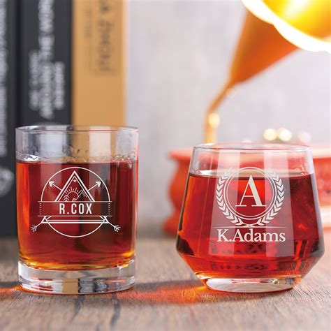 Personalized Whiskey Glass Custom Monogram Whiskey Glass Perfect For