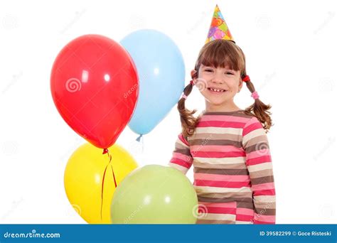 Little Girl With Balloons Birthday Party Stock Image Image Of