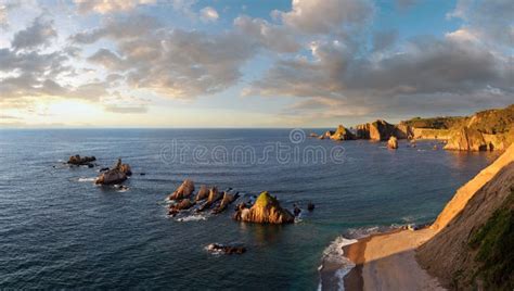 Evening Atlantic Ocean Coastline Landscape Beautiful Gueirua Beach