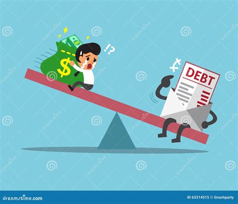 Cartoon Scale Between Businessman And Debt | CartoonDealer.com #63314515