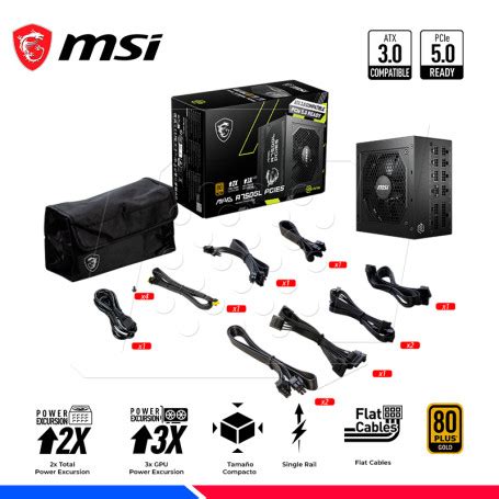 Fuente De Poder Msi Mag A Gl Pcie Plus Gold Full Modular W