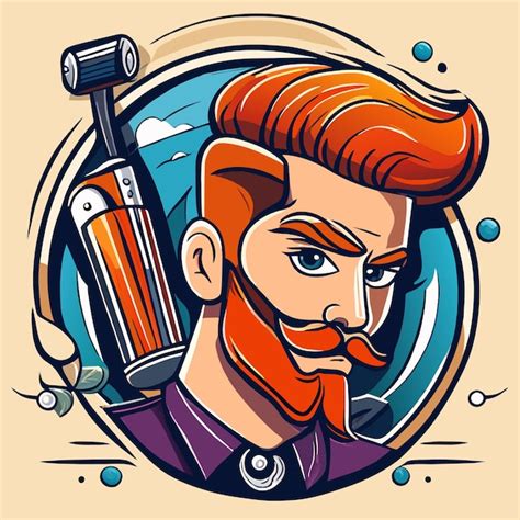 Barbershop Barba Hombre Corte De Pelo Hipster Dibujado A Mano Plano