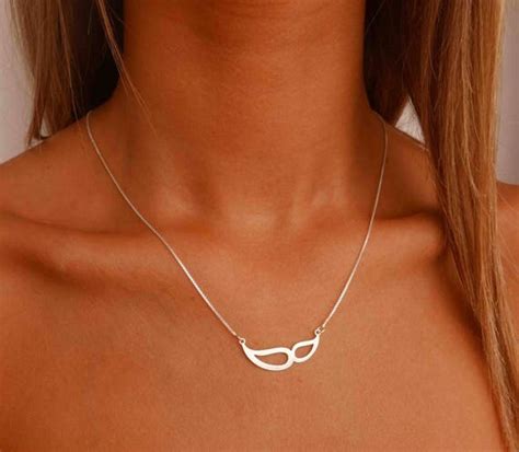 Silver Geometric Necklace Thin Silver Necklace Minimal