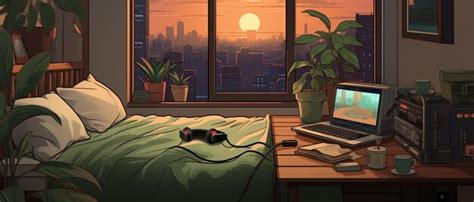 Premium AI Image | Cozy bedroom with lofi aesthetic Generative AI