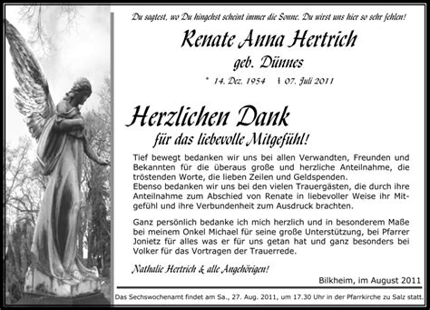 Traueranzeigen Von Renate Anna Hertrich Rz Trauer De