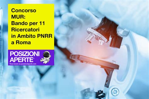 Concorso MUR Bando Per 11 Ricercatori In Ambito PNRR A Roma