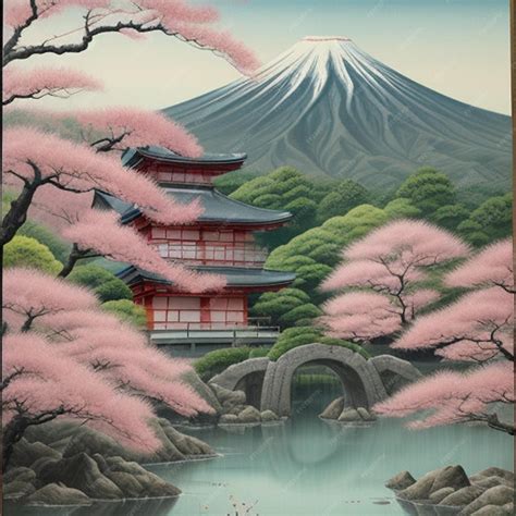 Premium Photo | Japanese Landscape Painting A Stunning Visual Journey