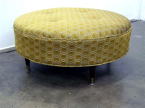 Mid Century Inspired Round Ottoman With Knoll Fabric Etsy Round