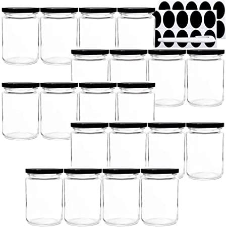 Amazon Folinstall 20 Pcs Round 8 Oz Airtight Glass Jars With Black