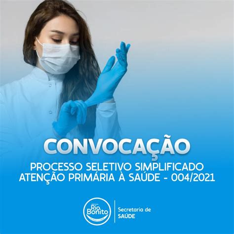 Convocação Processo Seletivo Simplificado 0042021 Saúde Riobonito